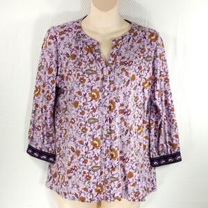 🔵BOGO FREE🔵 J. Jill Soft Pink Floral Button Down Top Sz SP
